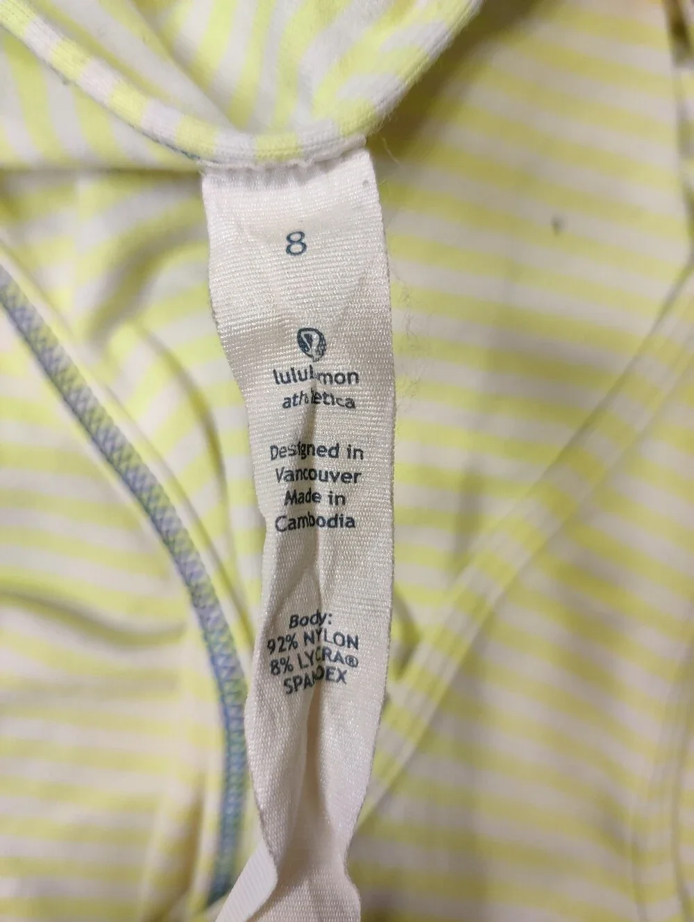 lululemon athletica Pale Yellow and White Striped Racerback Tank